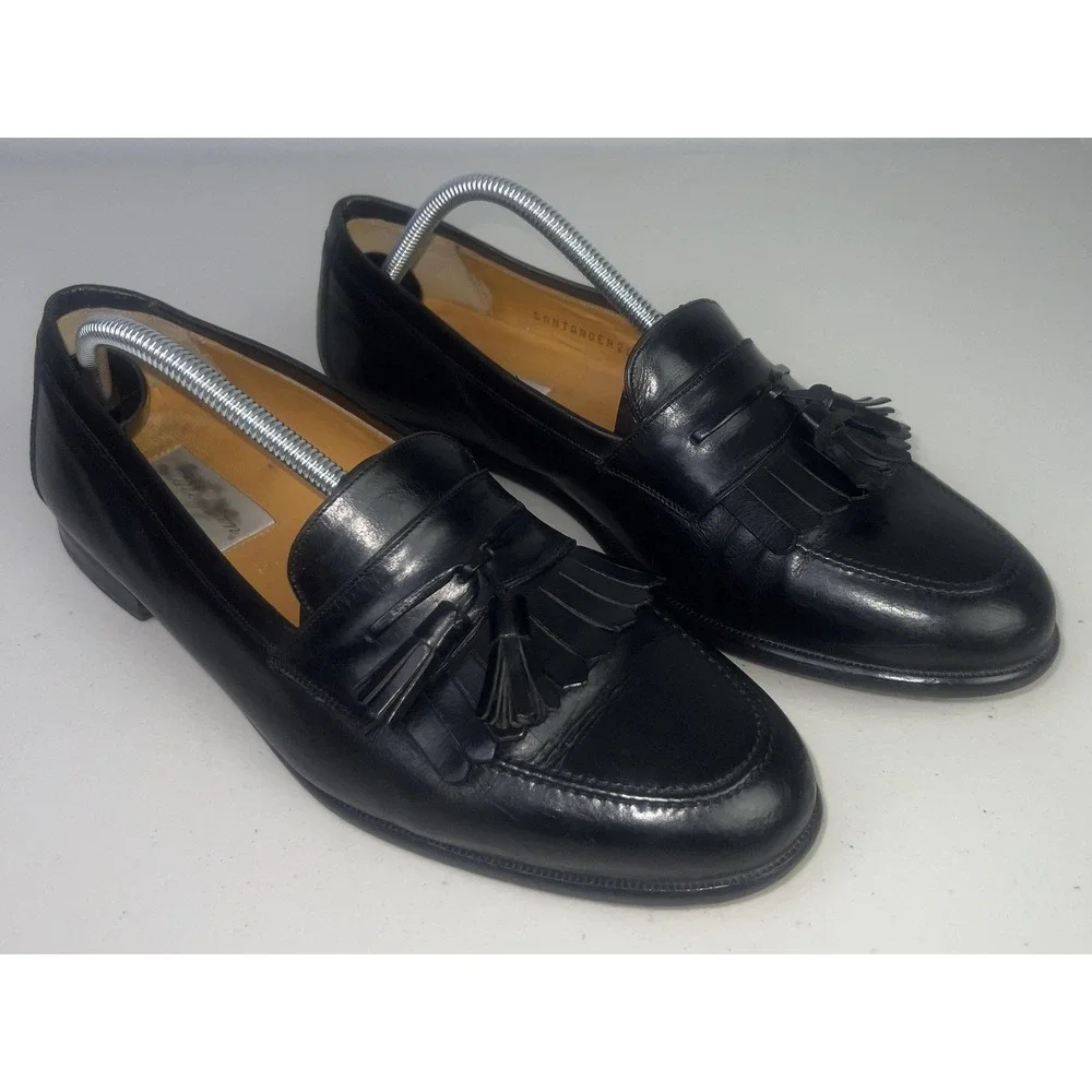 Mezlan Santander Shoes Mens Size 11 Black Leather Tassel Loafers Dress Spain